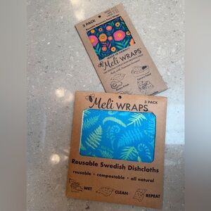 NWT Fun Reusable Swedish Dishcloths & Reusable Food wraps (3 Pack of each) 🌸